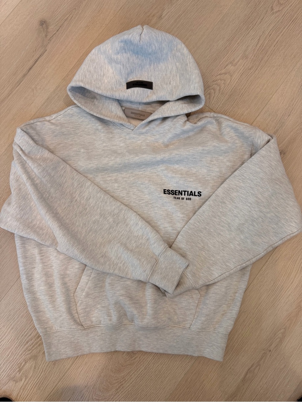 ESSENTIALS Light Gray Pullover Hoodie with Small Logo